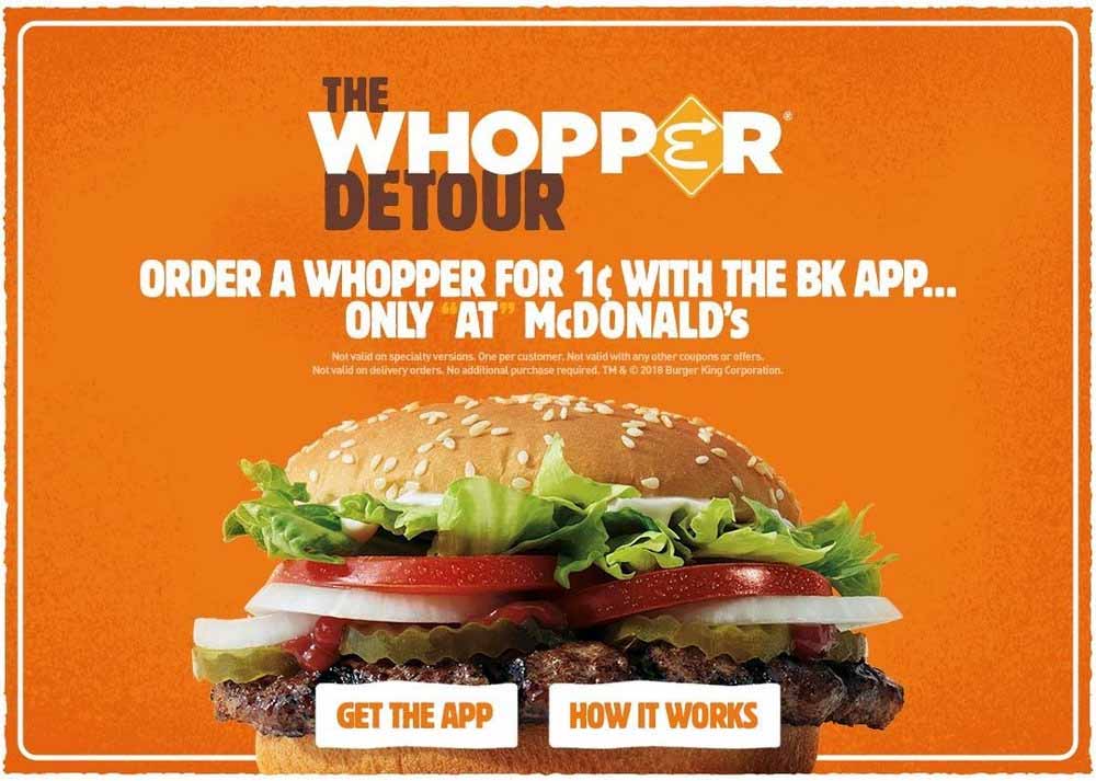 An image showing Burger King's "Whopper Detour"